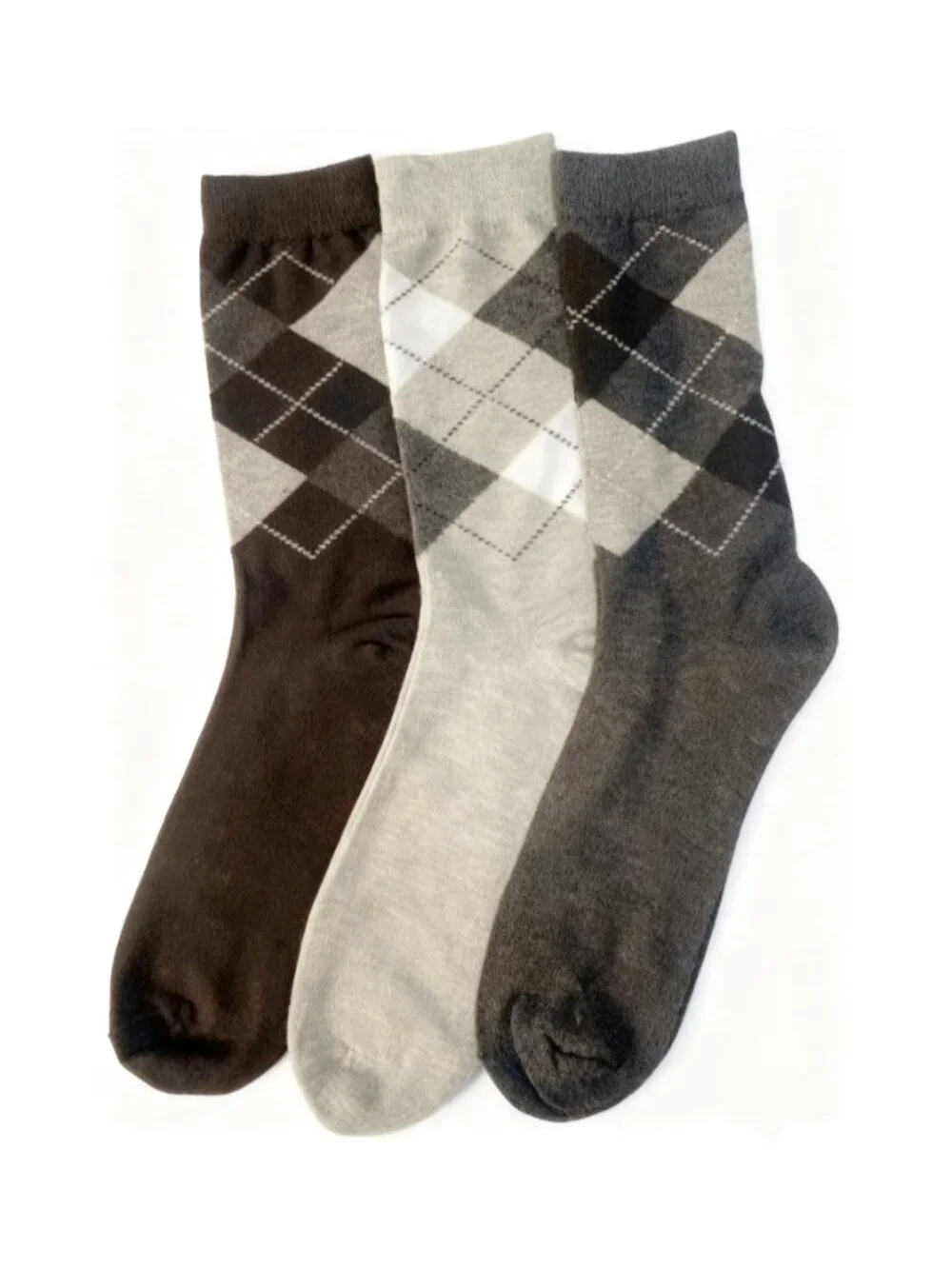 6 Pairs Classic Comfort Meets Timeless Style: Men's Argyle Crew Socks